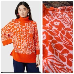 Gorman Australia orange light pink floral oversize tunic sweater wool small